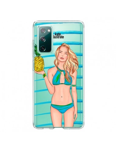 Coque Samsung Galaxy S20 Malibu Ananas Plage Ete Bleu Transparente - kateillustrate