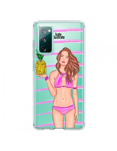 Coque Samsung Galaxy S20 Malibu Ananas Plage Ete Rose Transparente - kateillustrate