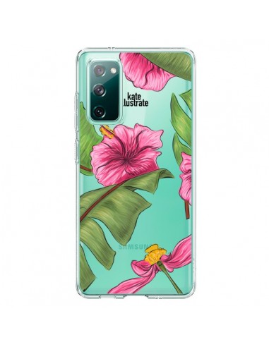 Coque Samsung Galaxy S20 Tropical Leaves Fleurs Feuilles Transparente - kateillustrate