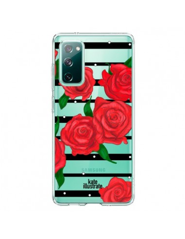 Coque Samsung Galaxy S20 Red Roses Rouge Fleurs Flowers Transparente - kateillustrate