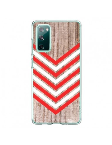 Coque Samsung Galaxy S20 Tribal Aztèque Bois Wood Flèche Rouge Blanc - Laetitia