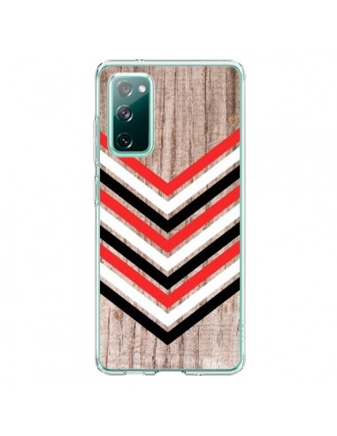 Coque Samsung Galaxy S20 Tribal Aztèque Bois Wood Flèche Rouge Blanc Noir - Laetitia