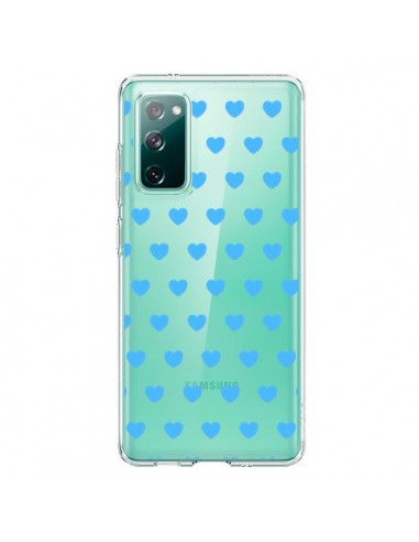 Coque Samsung Galaxy S20 Coeur Heart Love Amour Bleu Transparente - Laetitia