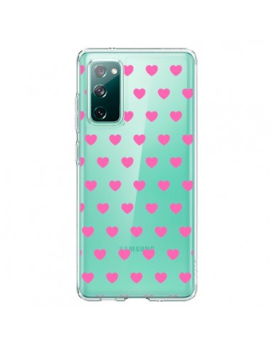 Coque Samsung Galaxy S20 Coeur Heart Love Amour Rose Transparente - Laetitia
