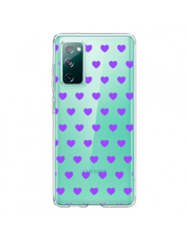 Coque Samsung Galaxy S20 Coeur Heart Love Amour Violet Transparente - Laetitia