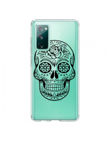 Coque Samsung Galaxy S20 Tête de Mort Mexicaine Noir Transparente - Laetitia