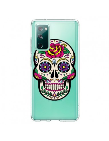 Coque Samsung Galaxy S20 Tête de Mort Mexicaine Fleurs Transparente - Laetitia