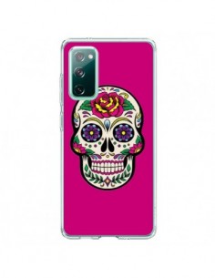 Coque Samsung Galaxy S20 Tête de Mort Mexicaine Rose...