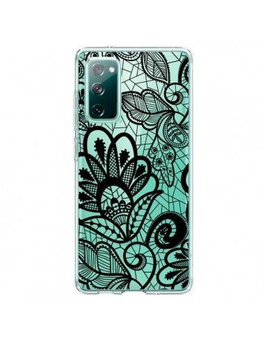 Coque Samsung Galaxy S20 Lace Fleur Flower Noir Transparente - Petit Griffin