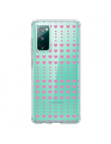 Coque Samsung Galaxy S20 Coeurs Heart Love Amour Rose Transparente - Petit Griffin