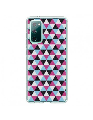 Coque Samsung Galaxy S20 Azteque Triangles Rose Bleu Gris - Mary Nesrala