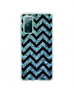 Coque Samsung Galaxy S20 Chevron Aqua Sparkle Triangle...