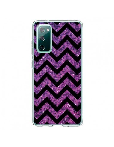 Coque Samsung Galaxy S20 Chevron Purple Sparkle Triangle Azteque - Mary Nesrala