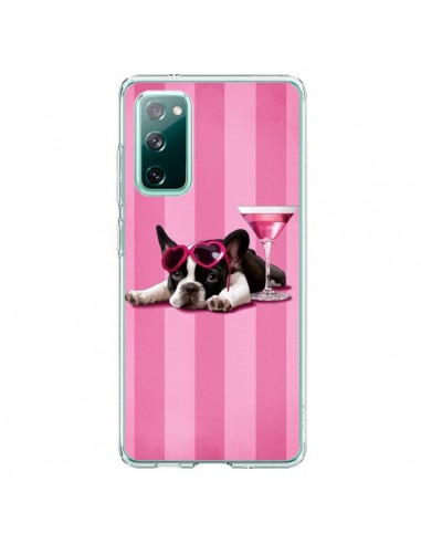 Coque Samsung Galaxy S20 Chien Dog Cocktail Lunettes Coeur Rose - Maryline Cazenave