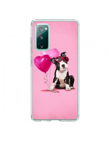 Coque Samsung Galaxy S20 Chien Dog Ballon Lunettes Coeur Rose - Maryline Cazenave