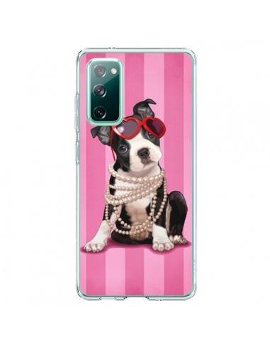 Coque Samsung Galaxy S20 Chien Dog Fashion Collier Perles Lunettes Coeur - Maryline Cazenave