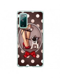 Coque Samsung Galaxy S20 Lady Jambes Chien Dog Pois Noeud...