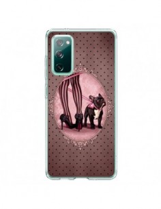 Coque Samsung Galaxy S20 Lady Jambes Chien Dog Rose Pois...