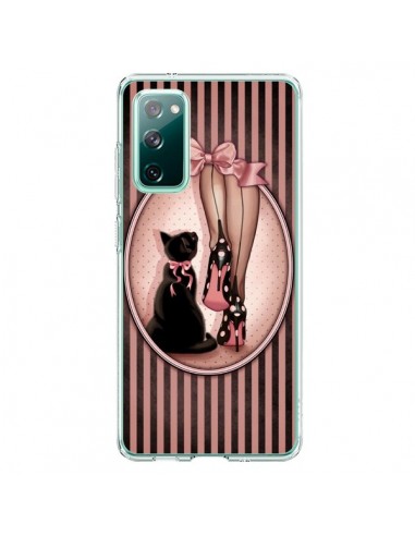 Coque Samsung Galaxy S20 Lady Chat Noeud Papillon Pois Chaussures - Maryline Cazenave