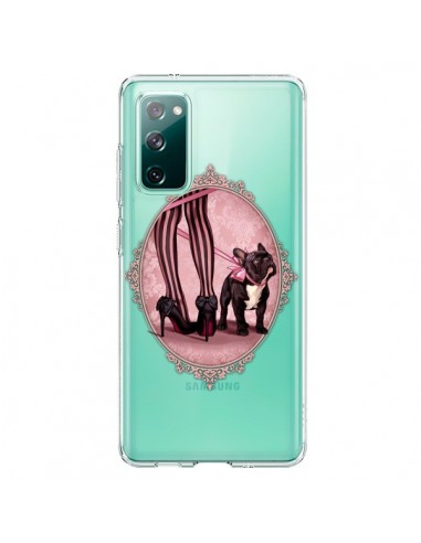 Coque Samsung Galaxy S20 Lady Jambes Chien Bulldog Dog Rose Pois Noir Transparente - Maryline Cazenave