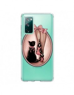 Coque Samsung Galaxy S20 Lady Chat Noeud Papillon Pois...