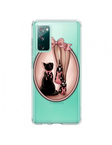 Coque Samsung Galaxy S20 Lady Chat Noeud Papillon Pois Chaussures Transparente - Maryline Cazenave
