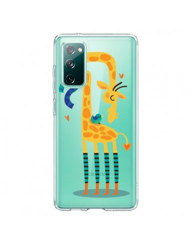 Coque Samsung Galaxy S20 L'oiseau et la Girafe Amour Love Transparente - Maria Jose Da Luz