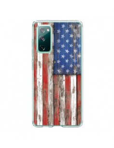 Coque Samsung Galaxy S20 Drapeau USA Vintage Bois Wood -...