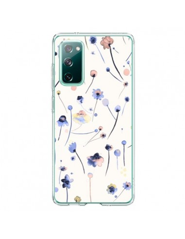 Coque Samsung Galaxy S20 Blue Soft Flowers - Ninola Design