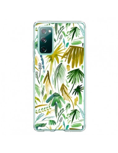 Coque Samsung Galaxy S20 Brushstrokes Tropical Palms Green - Ninola Design