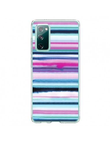 Coque Samsung Galaxy S20 Degrade Stripes Watercolor Pink - Ninola Design