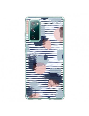 Coque Samsung Galaxy S20 Watercolor Stains Stripes Navy - Ninola Design