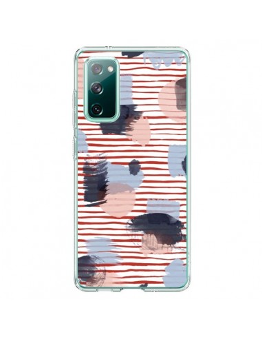 Coque Samsung Galaxy S20 Watercolor Stains Stripes Red - Ninola Design