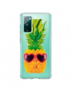 Coque Samsung Galaxy S20 Ananas Lunette en Cœur transparente