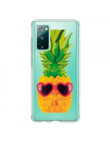 Coque Samsung Galaxy S20 Ananas Lunette en Cœur transparente