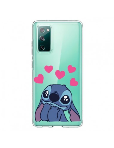 Coque Samsung Galaxy S20 Stitch de Lilo et Stitch in love en coeur transparente