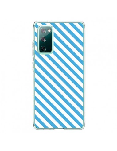 Coque Samsung Galaxy S20 Bonbon Candy Bleue et Blanche Rayée - Nico