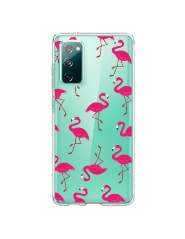 Coque Samsung Galaxy S20 flamant Rose et Flamingo Transparente - Nico
