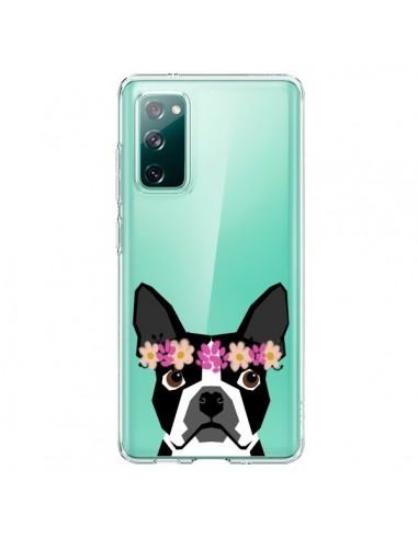 Coque Samsung Galaxy S20 Boston Terrier Fleurs Chien Transparente - Pet Friendly