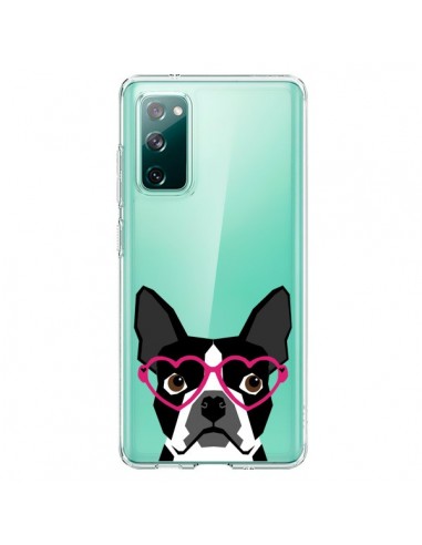 Coque Samsung Galaxy S20 Boston Terrier Lunettes Coeurs Chien Transparente - Pet Friendly