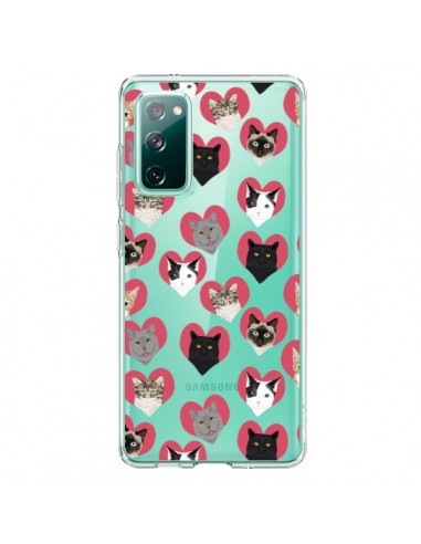 Coque Samsung Galaxy S20 Chats Coeurs Transparente - Pet Friendly