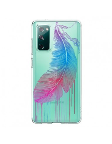 Coque Samsung Galaxy S20 Plume Feather Arc en Ciel Transparente - Rachel Caldwell