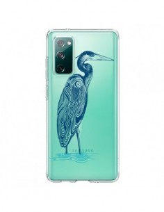 Coque Samsung Galaxy S20 Heron Blue Oiseau Transparente -...