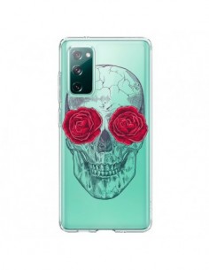 Coque Samsung Galaxy S20 Tête de Mort Rose Fleurs...