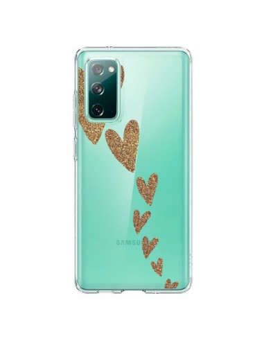Coque Samsung Galaxy S20 Coeur Falling Gold Hearts Transparente - Sylvia Cook