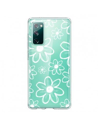 Coque Samsung Galaxy S20 Mandala Blanc White Flower Transparente - Sylvia Cook