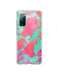 Coque Samsung Galaxy S20 Watercolor Splash Taches Rose...