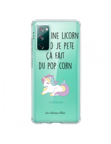 Coque Samsung Galaxy S20 Je suis une licorne, quand je pète ça fait du pop corn - Les Vilaines Filles