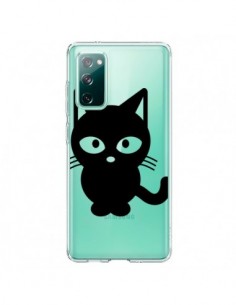 Coque Samsung Galaxy S20 Chat Noir Cat Transparente -...