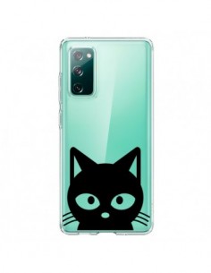 Coque Samsung Galaxy S20 Tête Chat Noir Cat Transparente...
